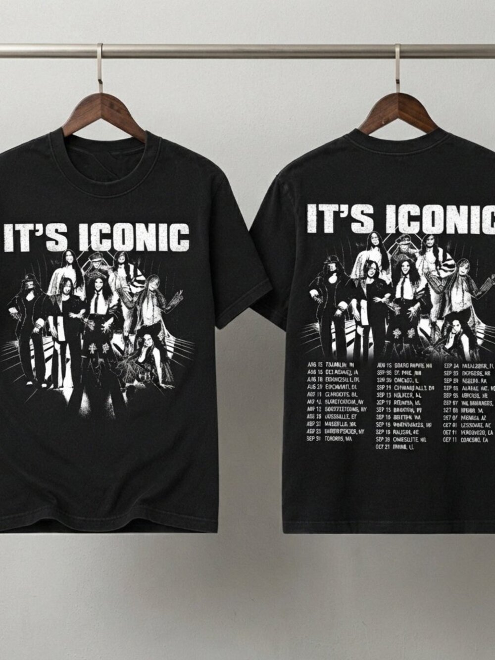 It's Iconic Graphic Tour T-Shirt Black Vintage Style Unisex Tee